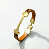 BLING Minimalist Skinny Leather Letter Gold Hardware Bracelet
