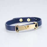 BLING Minimalist Skinny Leather Letter Gold Hardware Bracelet