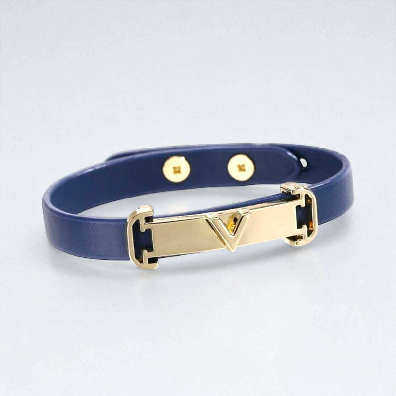 BLING Minimalist Skinny Leather Letter Gold Hardware Bracelet