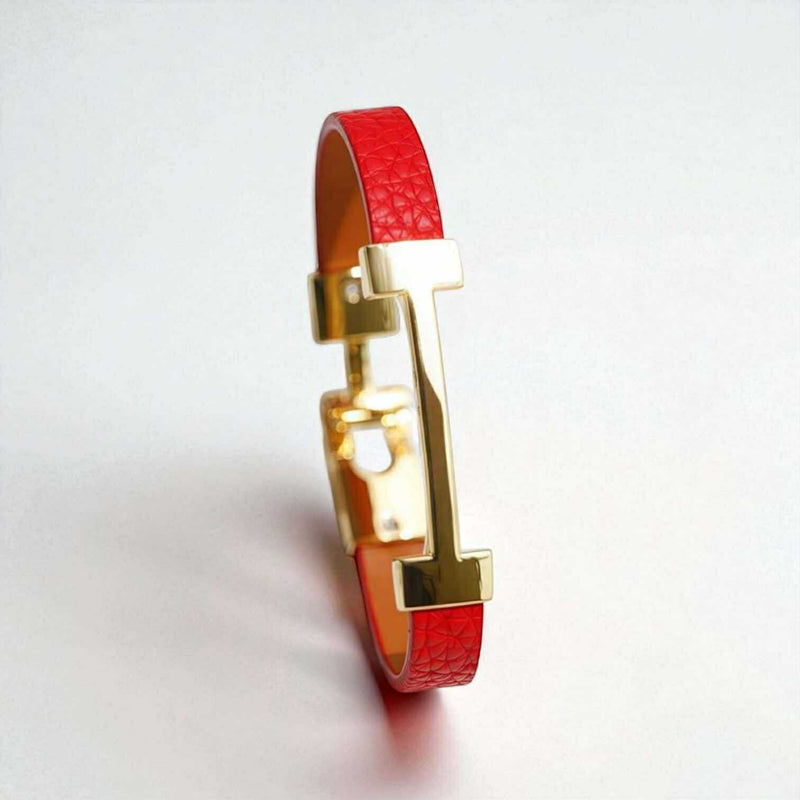 BLING Minimalist Skinny Leather Letter Gold Hardware Bracelet