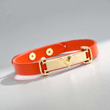 BLING Minimalist Skinny Leather Letter Gold Hardware Bracelet