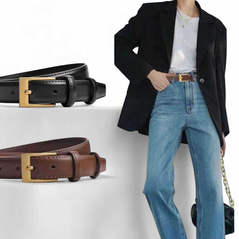 TAILLE Vintage Square Buckle Leather Belt 1”