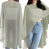 BLUSA Chiffon Flowy Poncho Overlay Top Loose Blouse (Inner not Included)