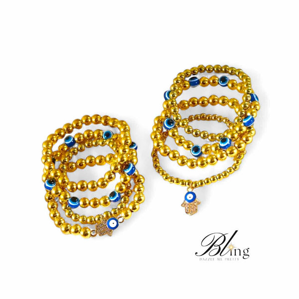 BLING Charms 4pc Set Evil Eye Beaded Bracelet