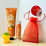 2SKN Moisture Gift Set - Hand Cream & Lip Balm with Drawstring Bag and Tag