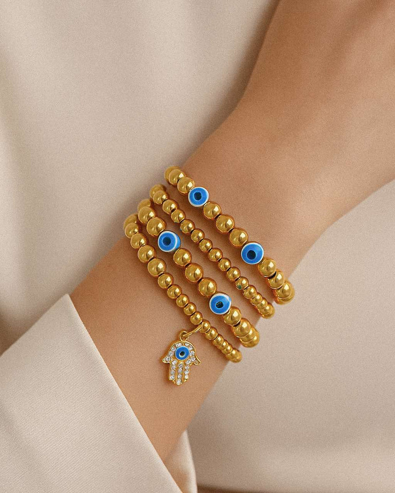 BLING Charms 4pc Set Evil Eye Beaded Bracelet