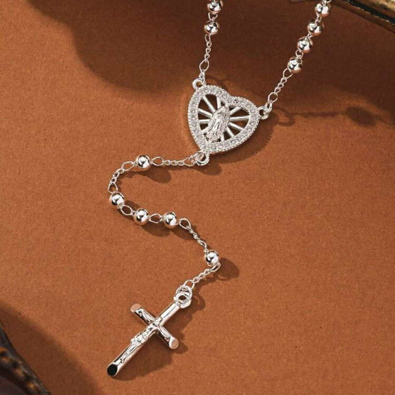 ANCHOR Cross Pendant Gold Plated Prayer Beads Rosary Necklace - Faith Jewelry