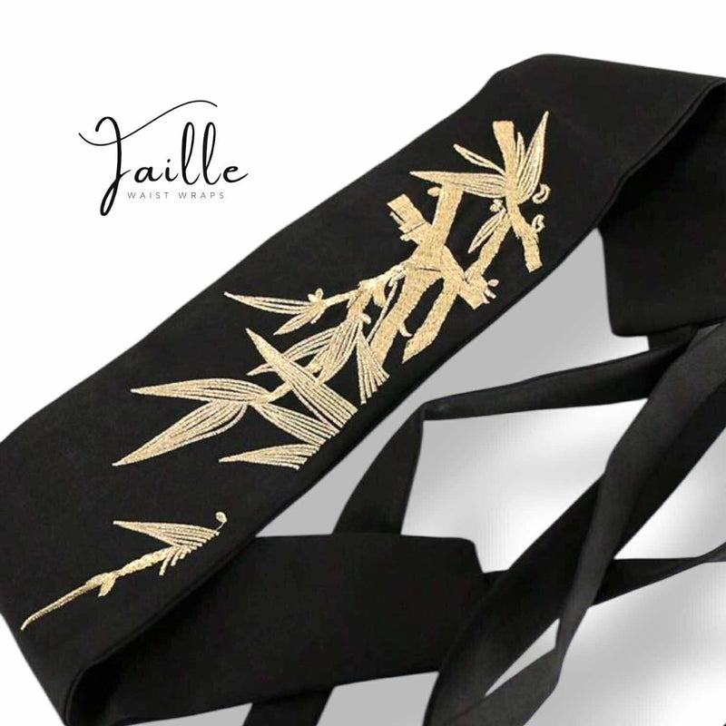 TAILLE Embroidered Wide Obi Waist Belt Wrap