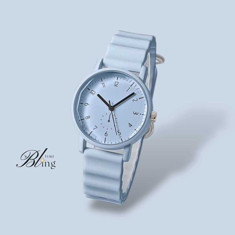 BLING Time Candy Color Quartz Wrist Watch Wave Silicone Strap