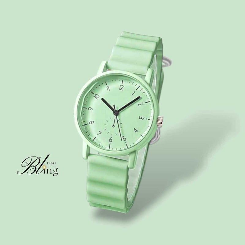 BLING Time Candy Color Quartz Wrist Watch Wave Silicone Strap