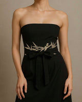 TAILLE Embroidered Wide Obi Waist Belt Wrap