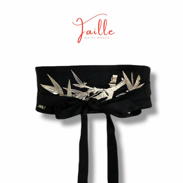 TAILLE Embroidered Wide Obi Waist Belt Wrap