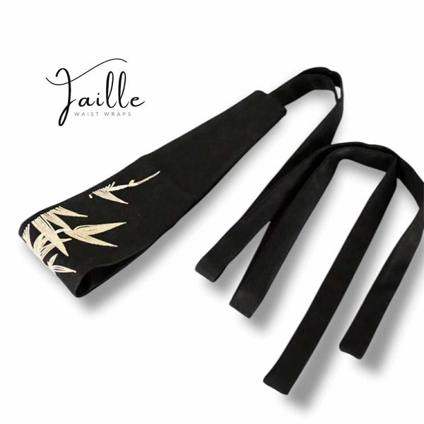 TAILLE Embroidered Wide Obi Waist Belt Wrap
