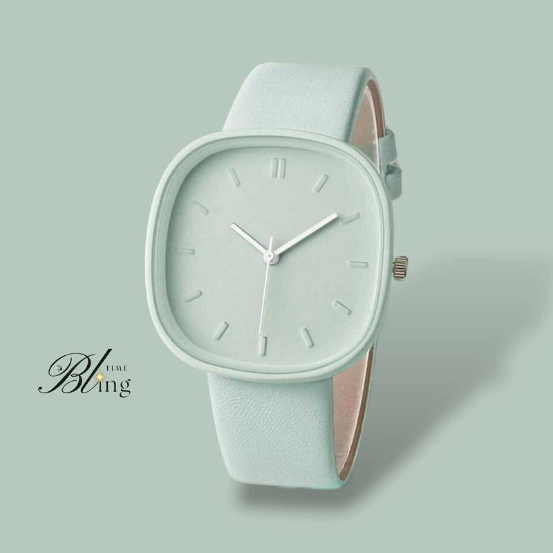 BLING Time Square Face Candy Color Quartz Wrist Watch Silicone Strap