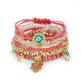 BLING 6pc Evil Eye Charm Accent Boho Bracelet Set