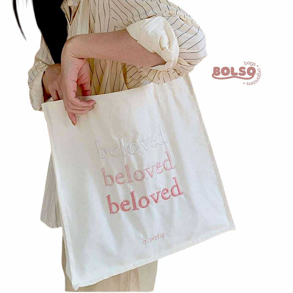 BOLSO Beloved Embroidered Book Tote Bag