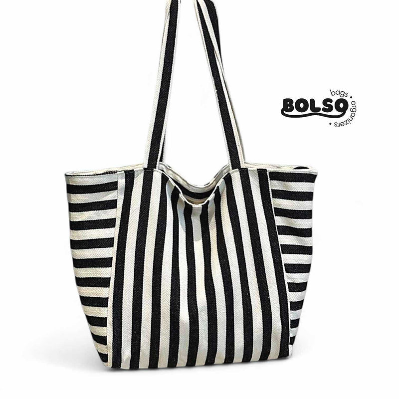 BOLSO Large Stripes Canvas Shopper Tote