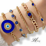 BLING Charms 5pc Turkish Evil Eye Bracelet Set