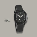 BLING Time Square Face Silicone Strap Quartz Wrist Watch
