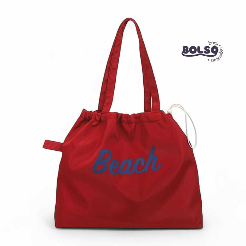 BOLSO Nylon Drawstring Beach Basic Tote Bag