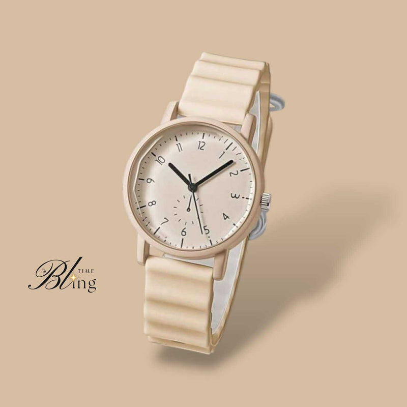 BLING Time Candy Color Quartz Wrist Watch Wave Silicone Strap