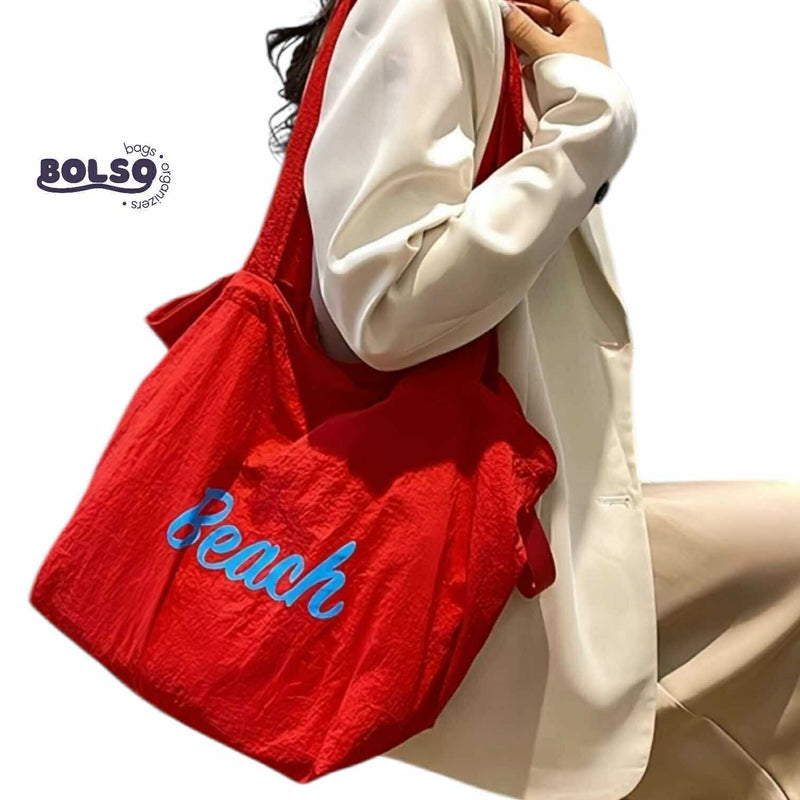 BOLSO Nylon Drawstring Beach Basic Tote Bag
