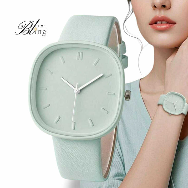 BLING Time Square Face Candy Color Quartz Wrist Watch Silicone Strap