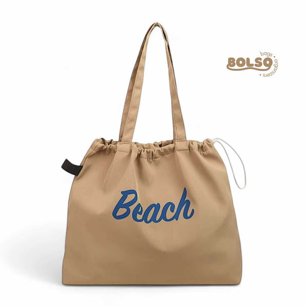 BOLSO Nylon Drawstring Beach Basic Tote Bag