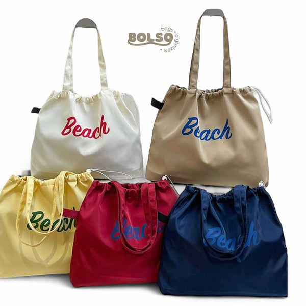 BOLSO Nylon Drawstring Beach Basic Tote Bag