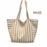 BOLSO Large Stripes Canvas Shopper Tote