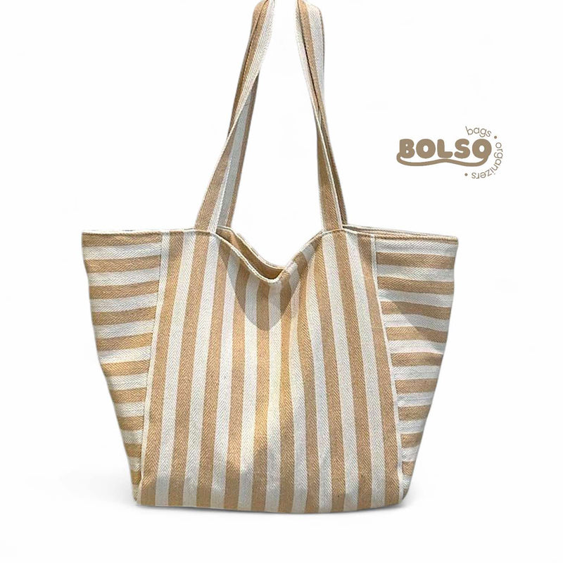 BOLSO Large Stripes Canvas Shopper Tote