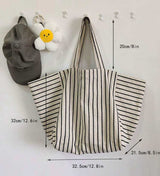 BOLSO Pinstripe Canvas Large Commuter Tote Bag