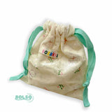 BOLSO Velvet Dainty Floral Drawstring Mini Vanity Pouch Organizer