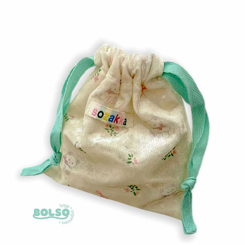 BOLSO Velvet Dainty Floral Drawstring Mini Vanity Pouch Organizer