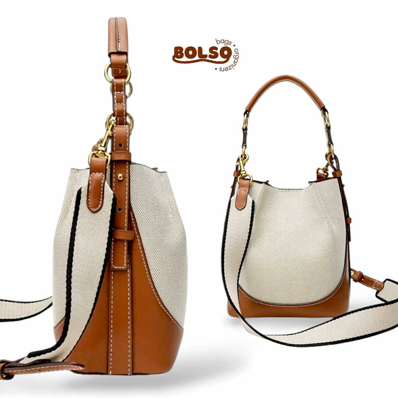 PREORDER BOLSO Premium Canvas Leather Vintage Bucket Bag w Sling
