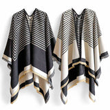 WRAP Warm Shawl Reversible Cloak Stripes