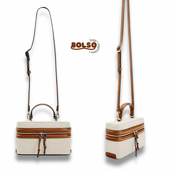 PREORDER BOLSO Vintage Premium Canvas Leather Structured Box Bag Satchel