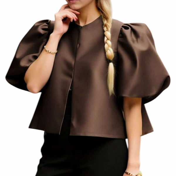 BLUSA Bubble Sleeves Classic Bolero Blouse Top