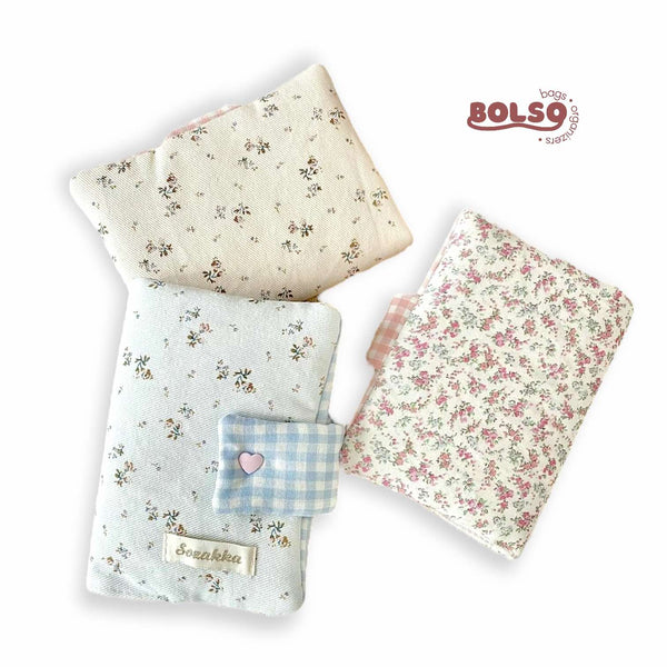 BOLSO Fabric Cushion Handmade Mini Notebook Passport Holder Dainty Floral Case