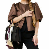 BLUSA Bubble Sleeves Classic Bolero Blouse Top