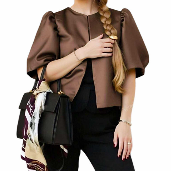 BLUSA Bubble Sleeves Classic Bolero Blouse Top