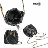 PREORDER BOLSO Diamond Quilted Bucket Chain Sling Bag