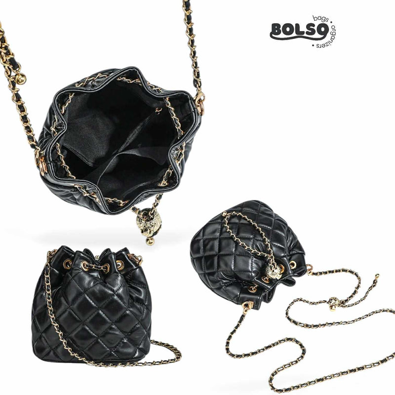 PREORDER BOLSO Diamond Quilted Bucket Chain Sling Bag