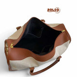 BOLSO Large Vintage Canvas Leather Contrast Duffle Bag with Sling