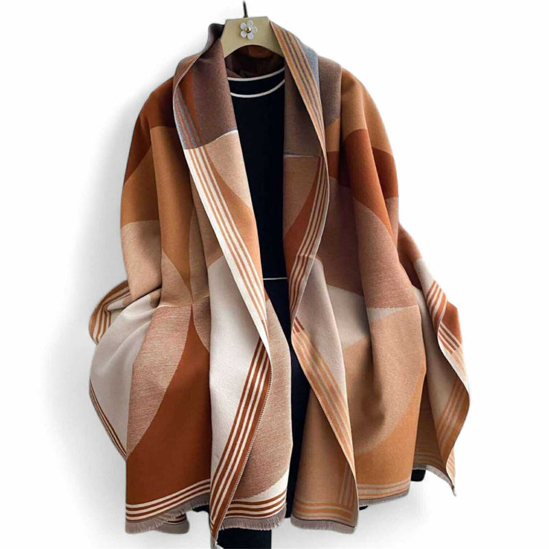 WRAP Warm Shawl Rectangular Multicolor