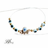 BLING Charms Evil Eye Beads Elephant on String Minimalist Bracelet