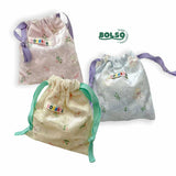 BOLSO Velvet Dainty Floral Drawstring Mini Vanity Pouch Organizer