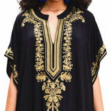 GYPSY Boho Embroidered Woven Resort Kaftan Maxi Dress