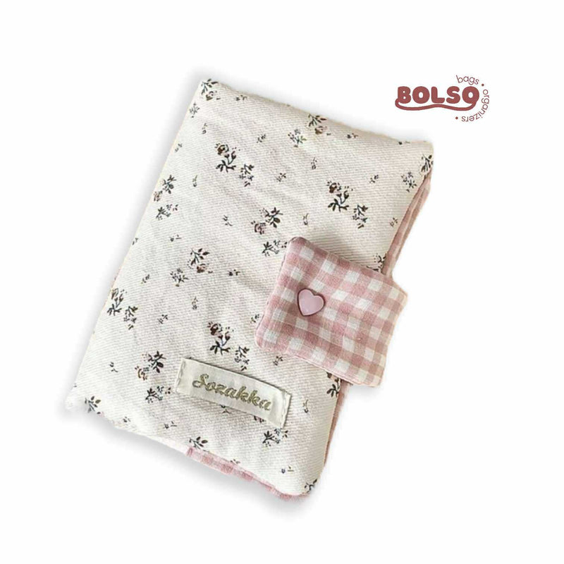 BOLSO Fabric Cushion Handmade Mini Notebook Passport Holder Dainty Floral Case