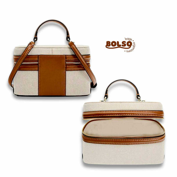 PREORDER BOLSO Vintage Premium Canvas Leather Structured Box Bag Satchel